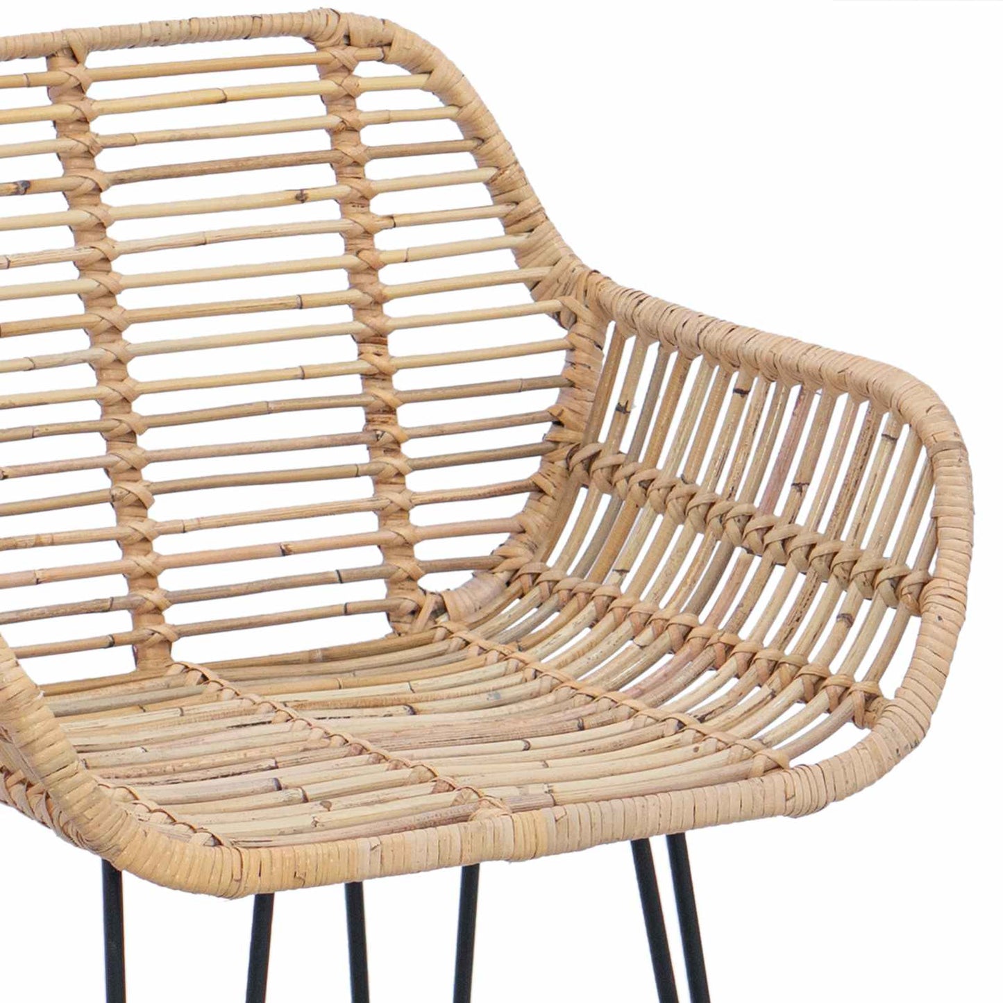 Barstol 2 pcs 55 x 52 x 105 cm Rattan og Jern