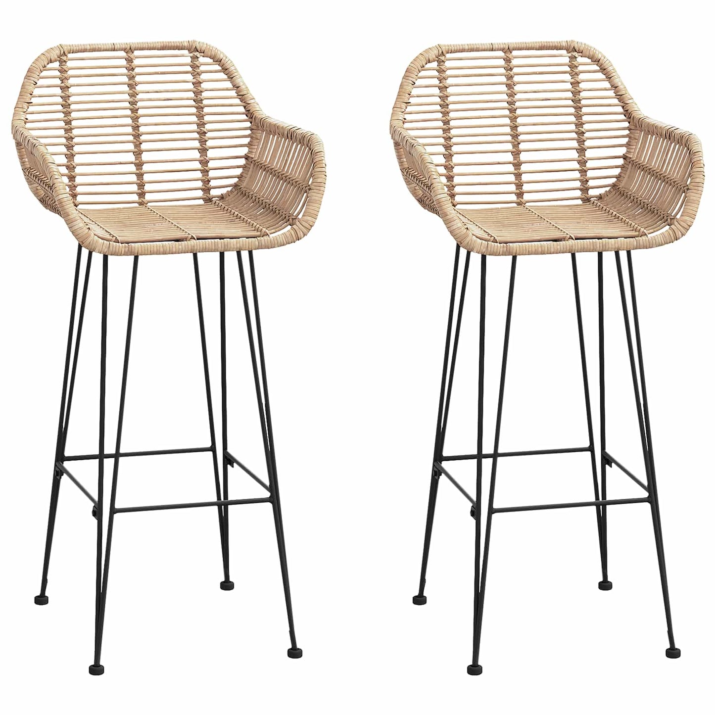 Barstol 2 pcs 55 x 52 x 105 cm Rattan og Jern