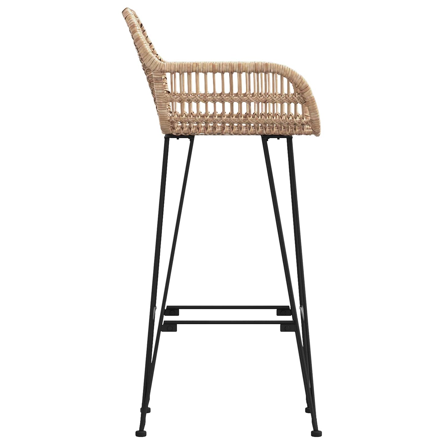 Barstol 2 pcs 55 x 52 x 105 cm Rattan og Jern