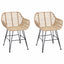 Spisestuestol 2 pcs Rattan og Jern Naturfarvet 55 x 50 x 74 cm