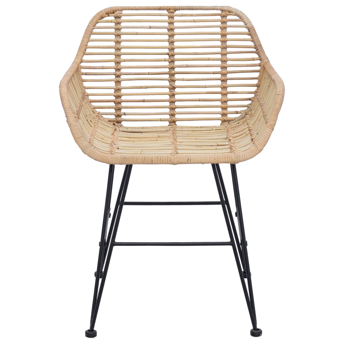 Spisestuestol 2 pcs Rattan og Jern Naturfarvet 55 x 50 x 74 cm