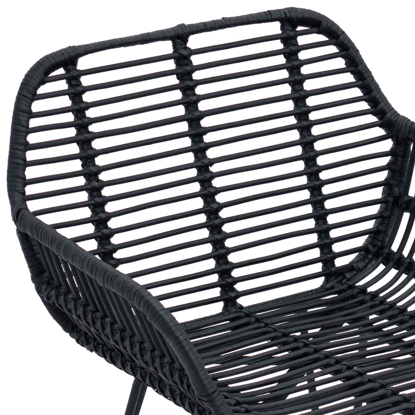 Spisestuestol 2 pcs Rattan og Jern Sort 55 x 50 x 74 cm