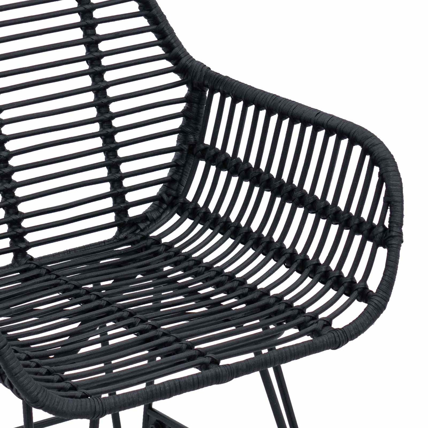 Spisestuestol 2 pcs Rattan og Jern Sort 55 x 50 x 74 cm