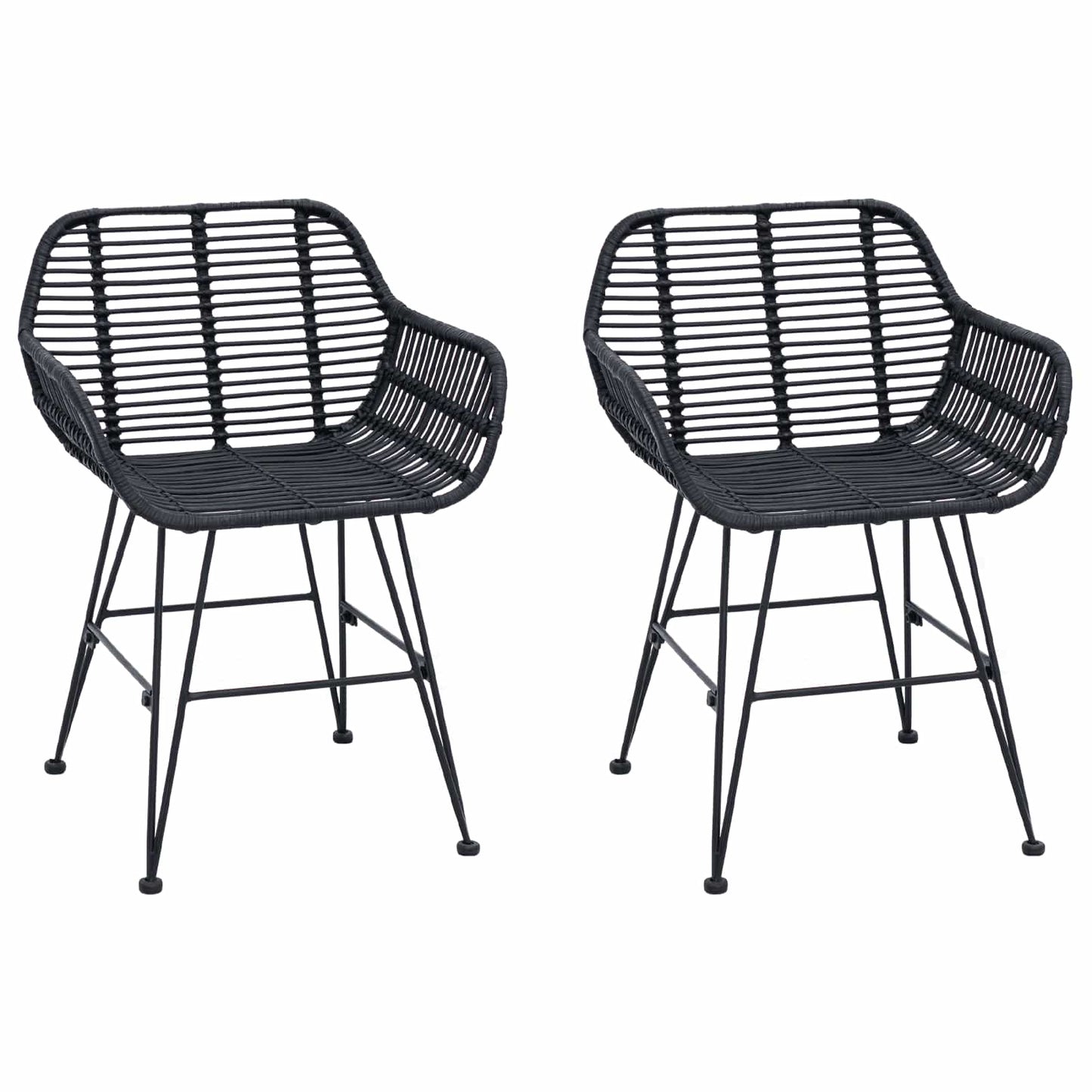 Spisestuestol 2 pcs Rattan og Jern Sort 55 x 50 x 74 cm
