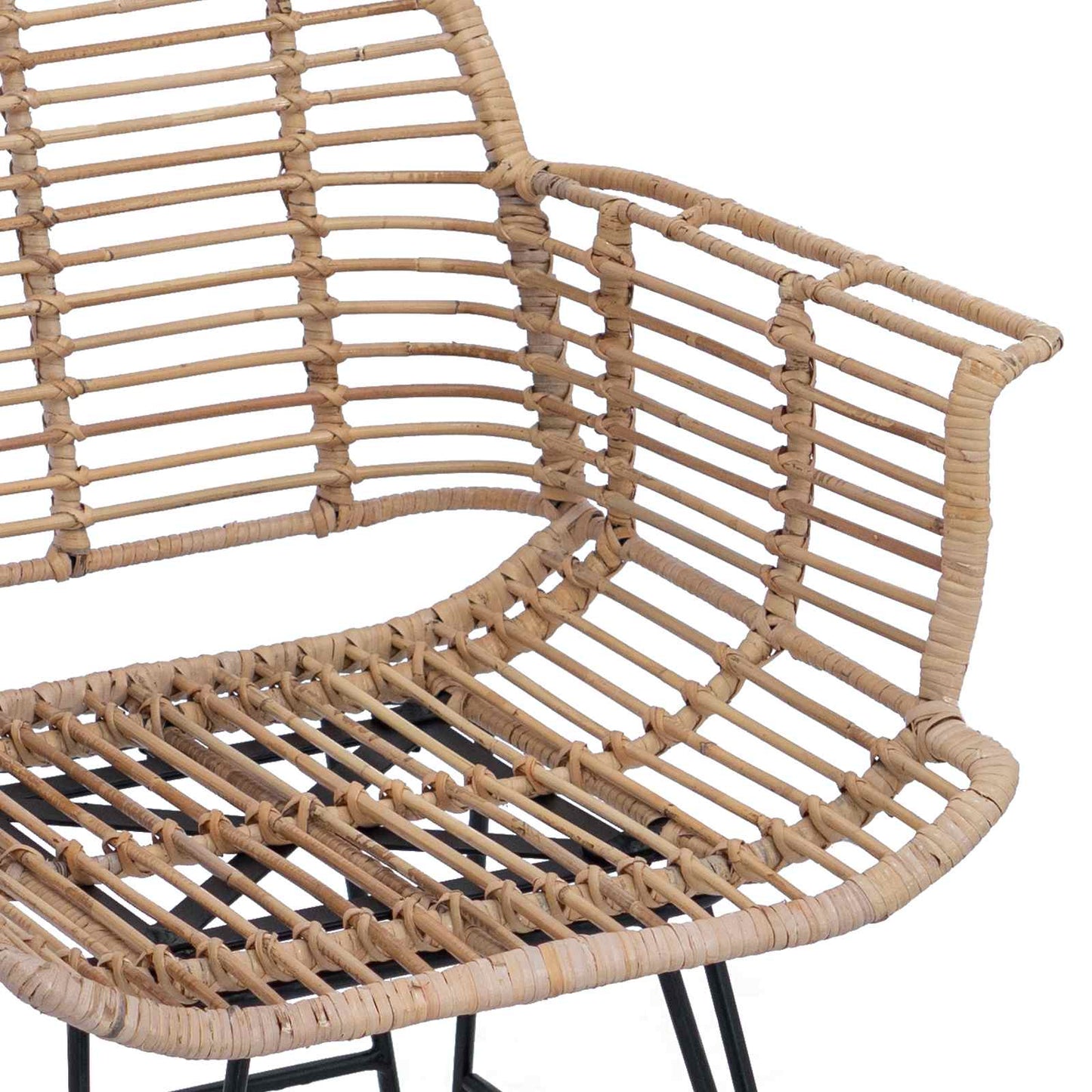 Spisestuestol 2 pcs Rattan og Jern Naturfarvet 57 x 55 x 85 cm