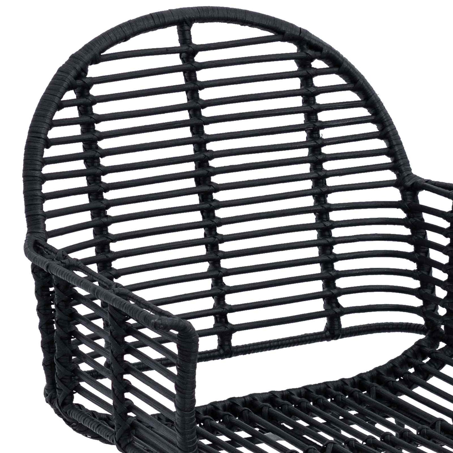 Spisestuestol 2 pcs Rattan og Jern Sort 57 x 55 x 85 cm