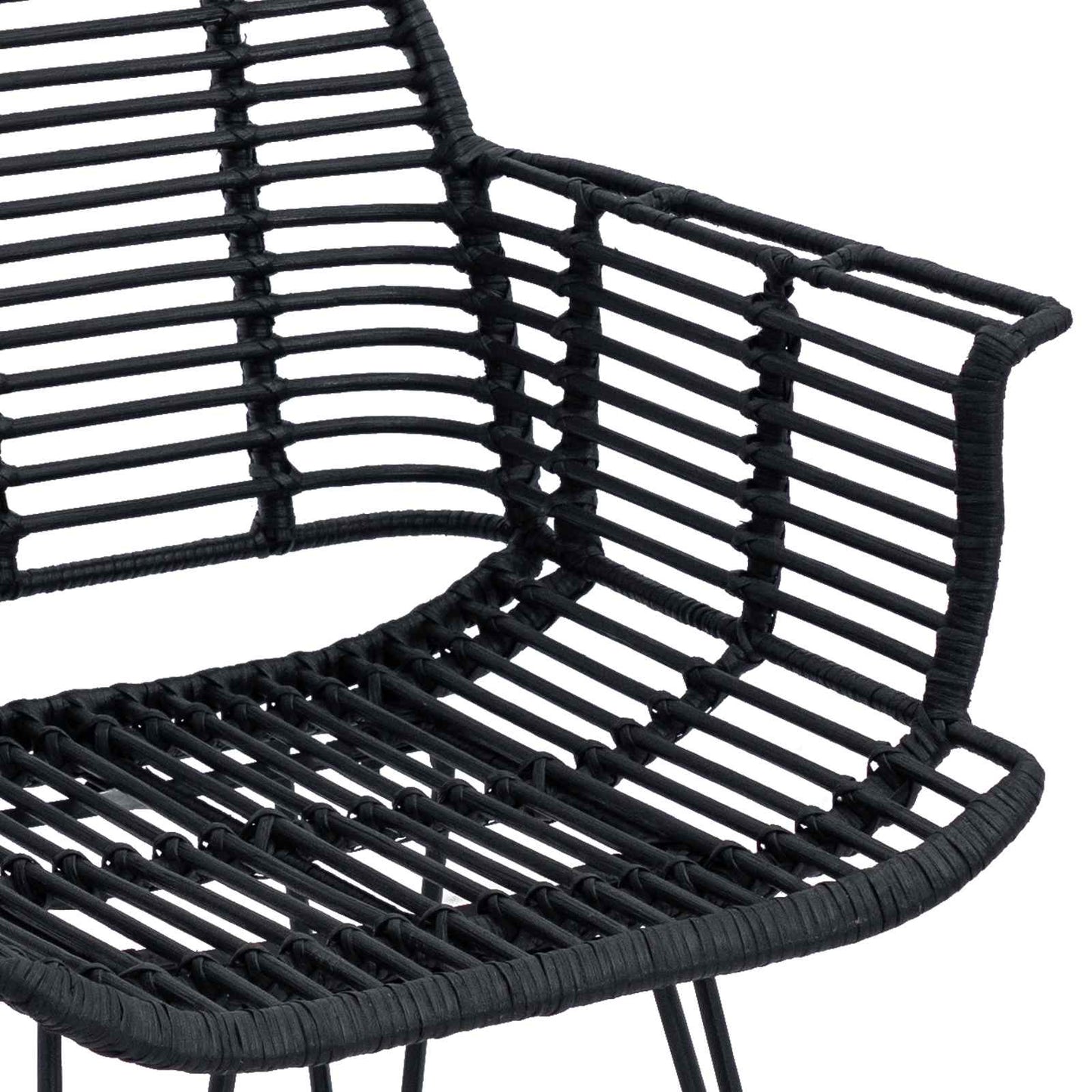 Spisestuestol 2 pcs Rattan og Jern Sort 57 x 55 x 85 cm
