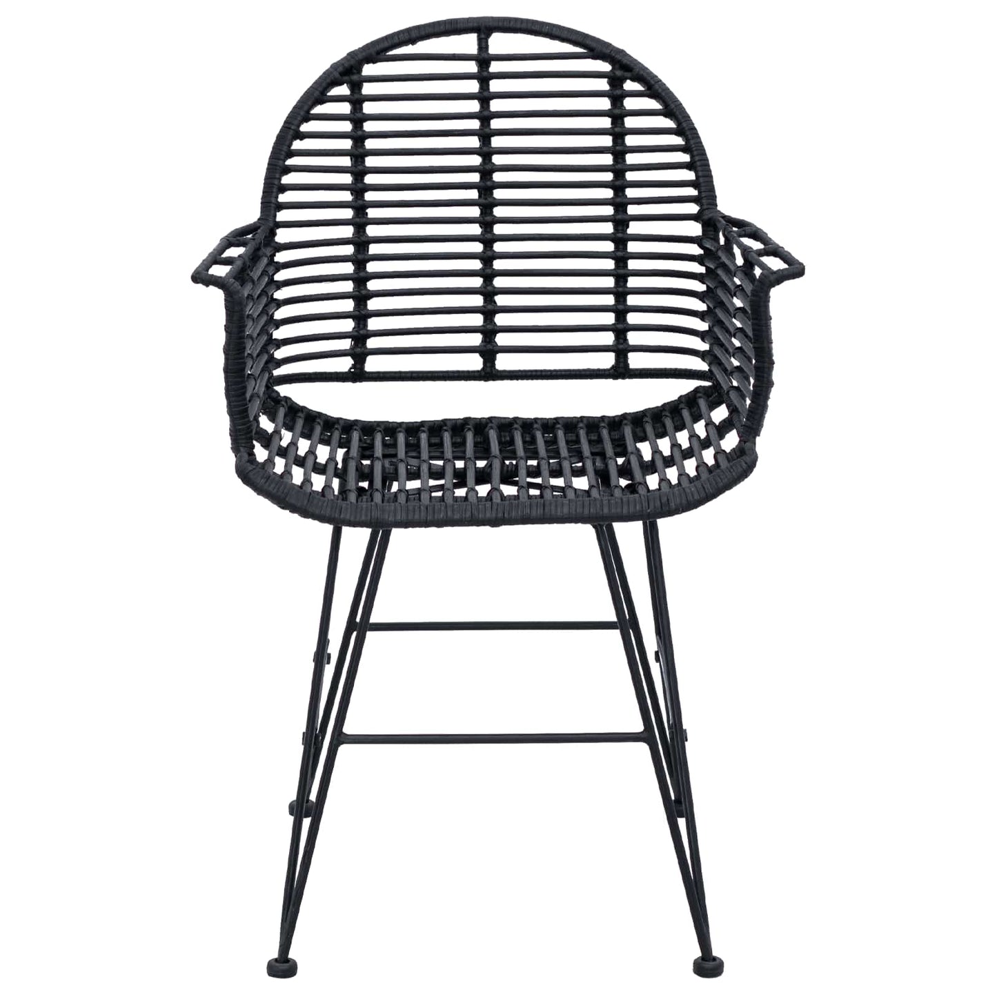 Spisestuestol 2 pcs Rattan og Jern Sort 57 x 55 x 85 cm