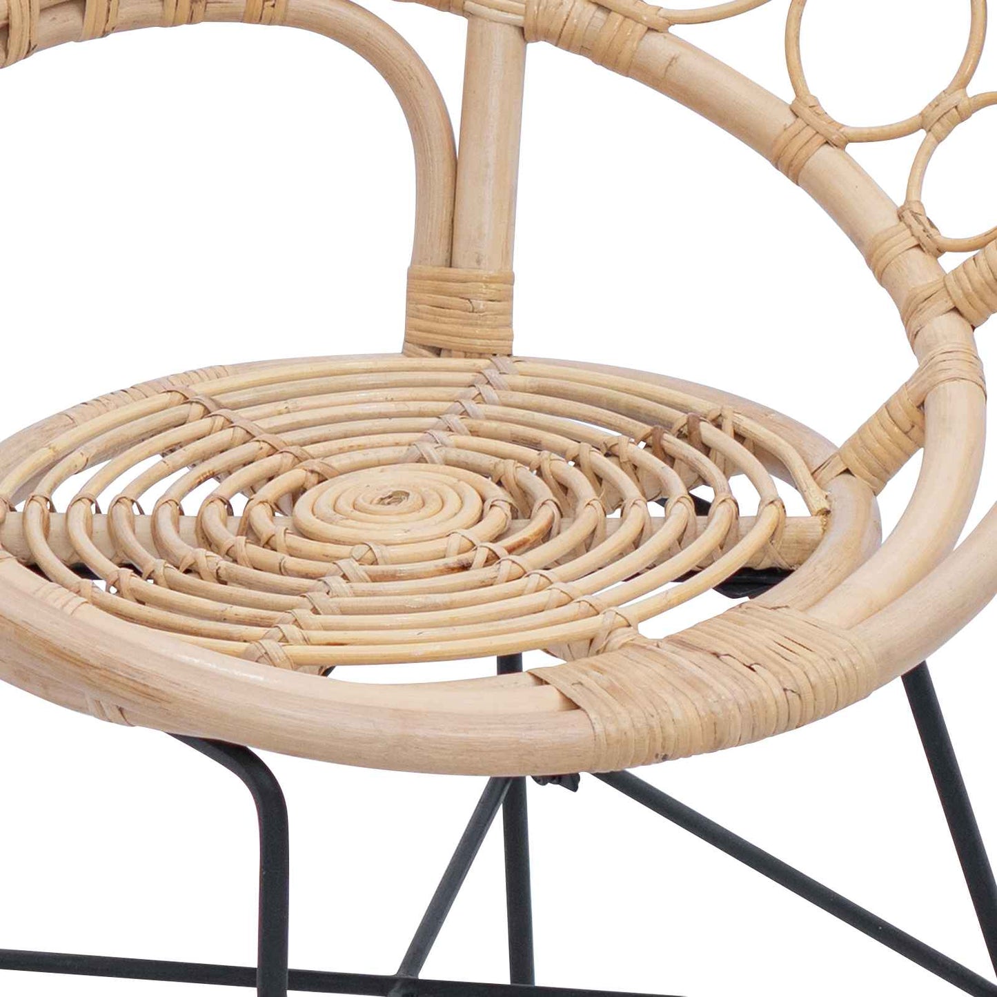 Spisestuestol 2 pcs Rattan og Jern Naturfarvet 54 x 65 x 82 cm