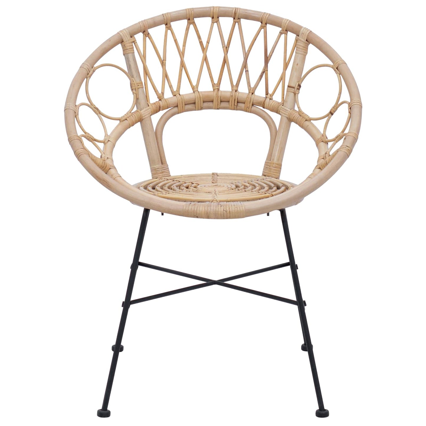 Spisestuestol 2 pcs Rattan og Jern Naturfarvet 54 x 65 x 82 cm