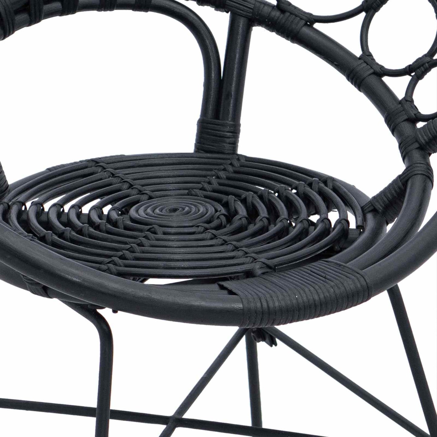 Spisestuestol 2 pcs Rattan og Jern Sort 54 x 65 x 82 cm