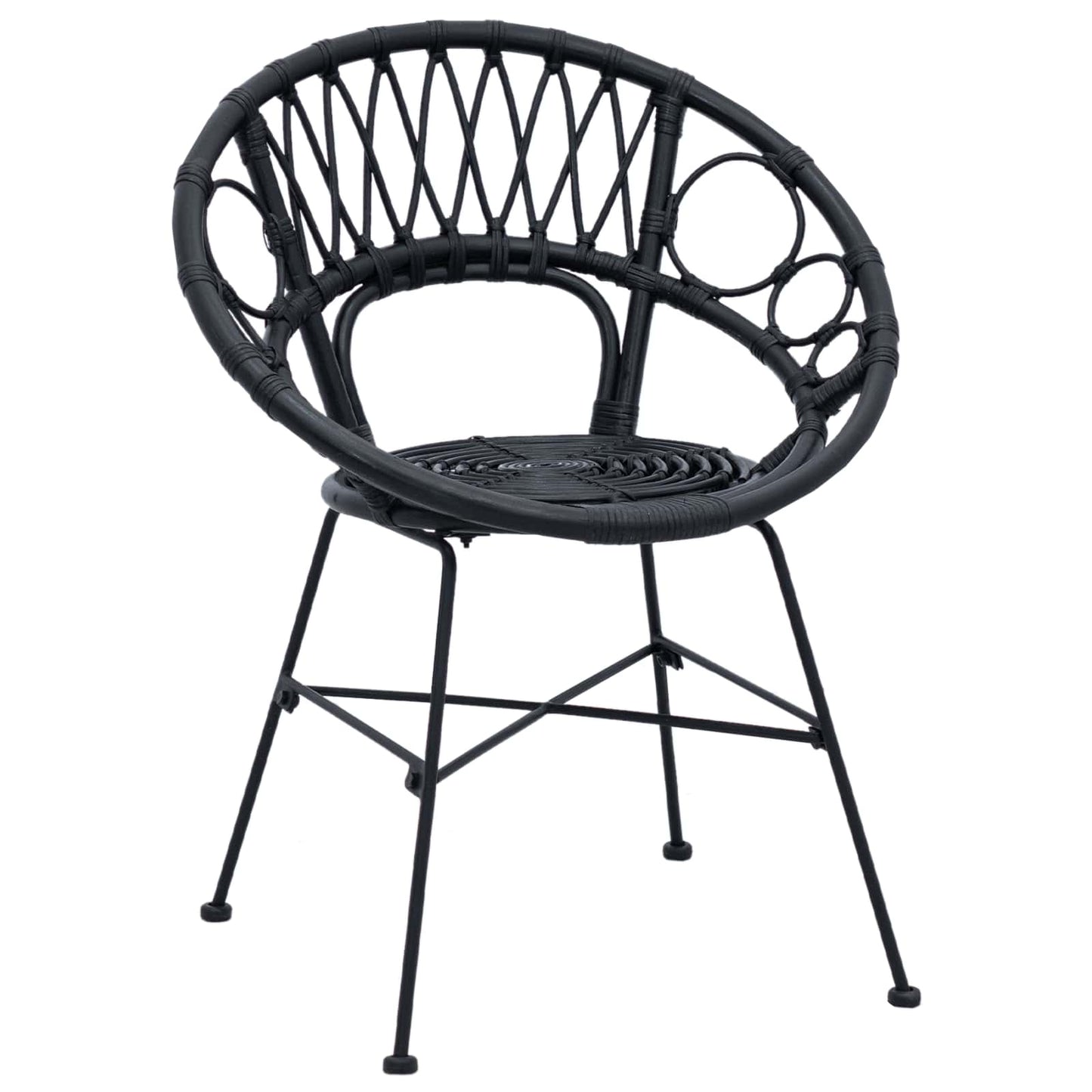 Spisestuestol 2 pcs Rattan og Jern Sort 54 x 65 x 82 cm