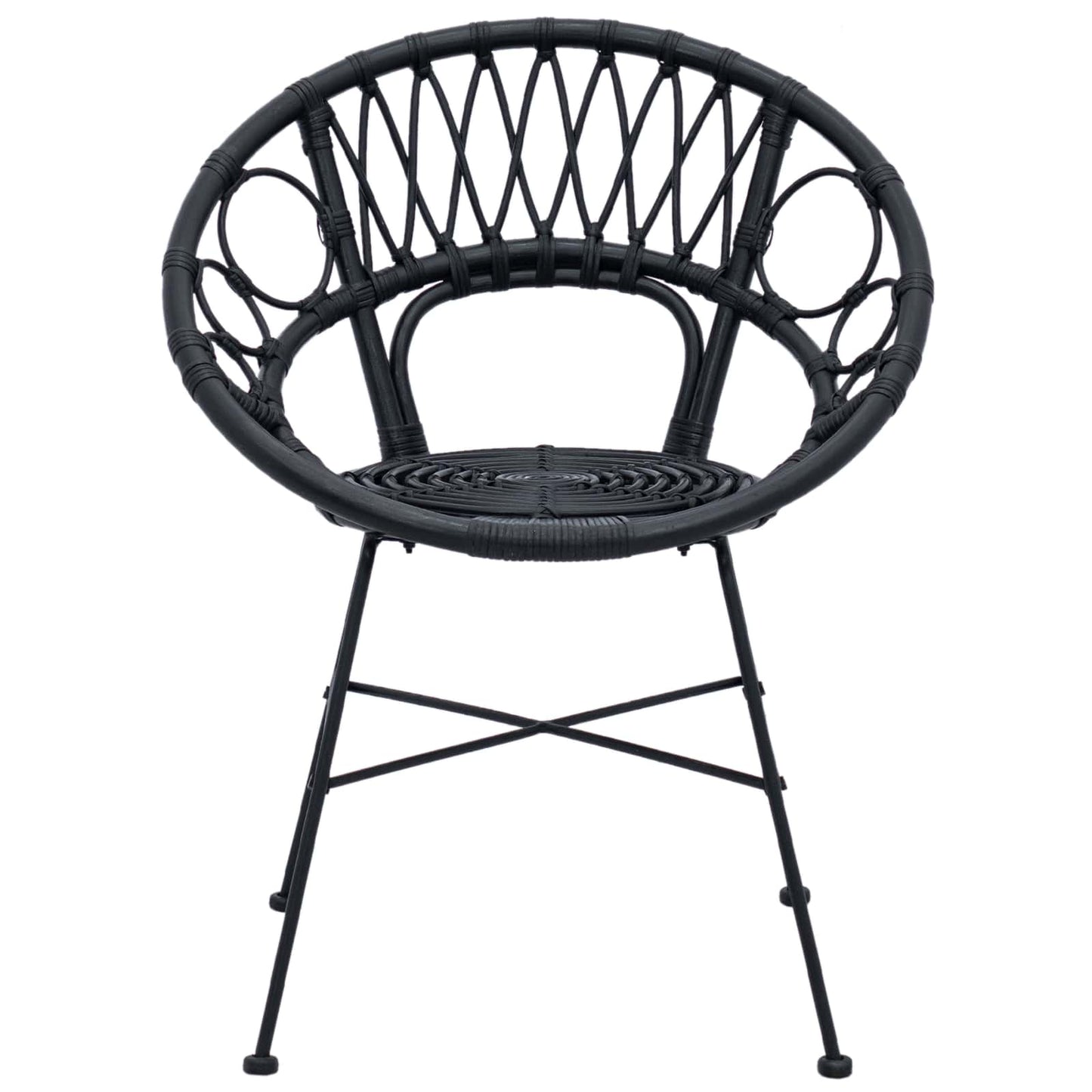 Spisestuestol 2 pcs Rattan og Jern Sort 54 x 65 x 82 cm