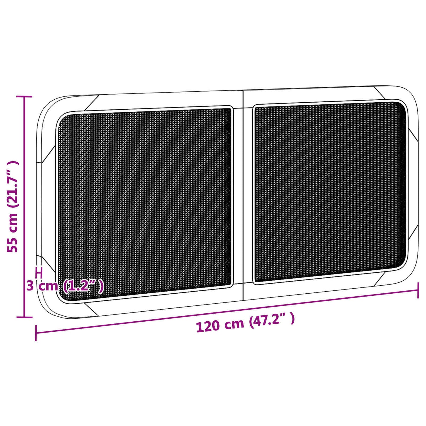 Hovedgærde med hovedgærde Sort 120 x 55 x 3 cm Rattan