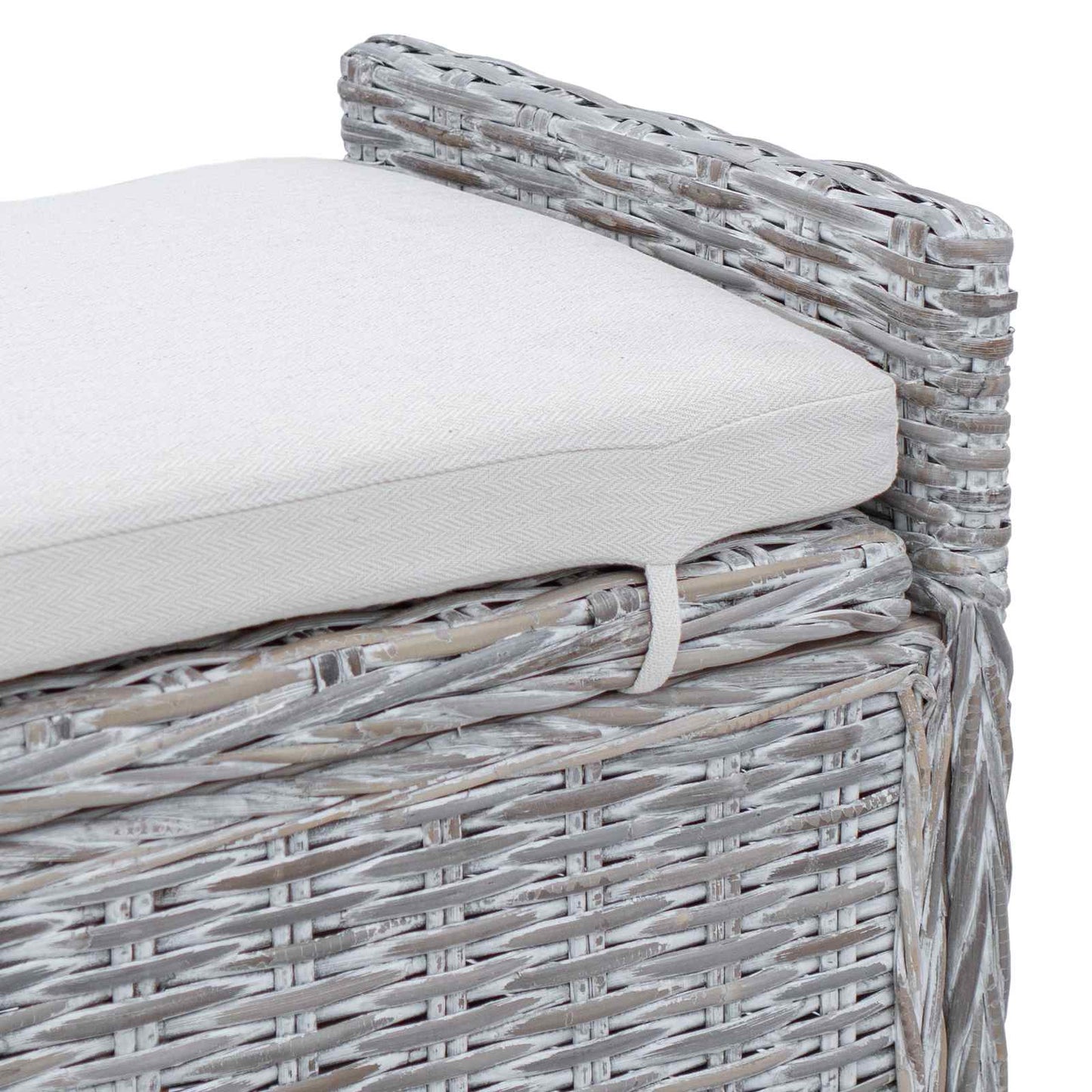 Opbevaringsbænk med pude Hvidvask 110 x 40 x 50 cm Rattan