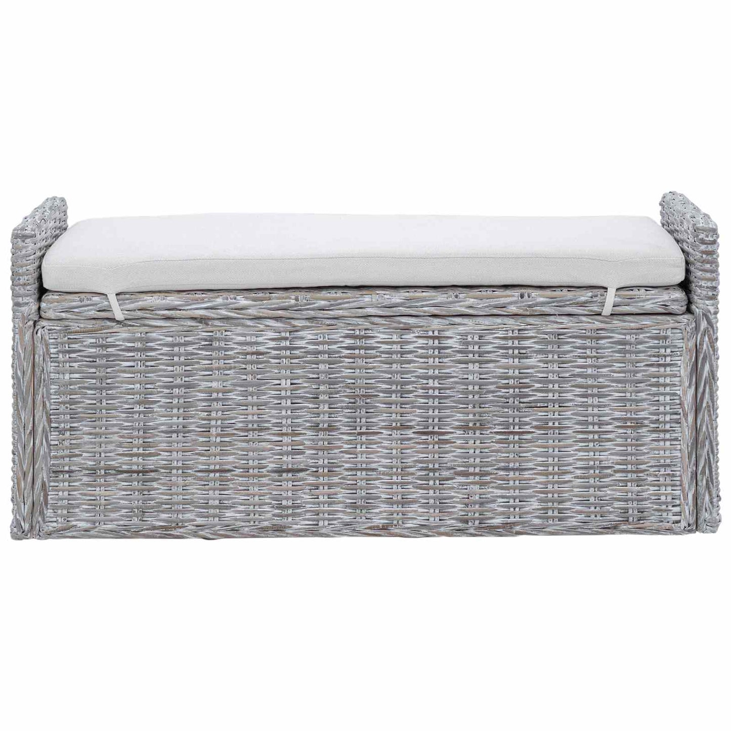 Opbevaringsbænk med pude Hvidvask 110 x 40 x 50 cm Rattan
