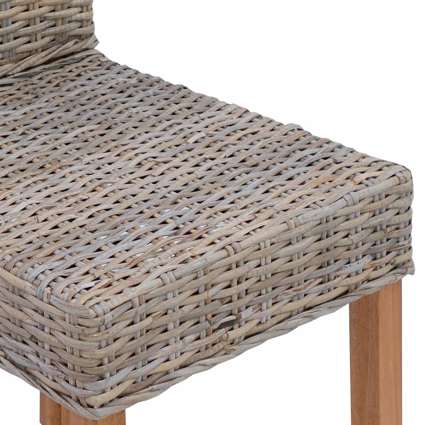 Spisestuestol 2 pcs Kubu Rattan og massiv mahogni træ Kubu Grå