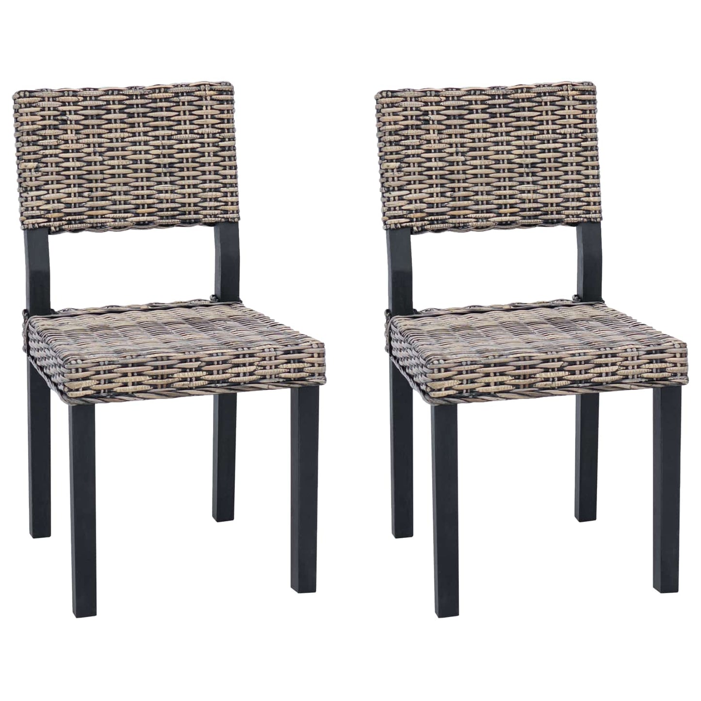Spisestuestol 2 pcs Kubu rattan Sorte vask 46 x 55 x 84 cm