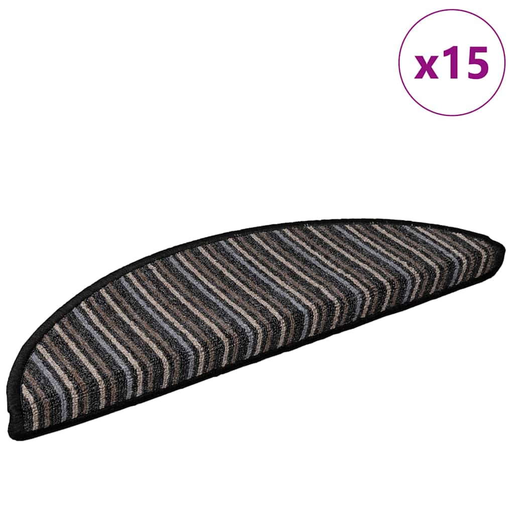 Selvklæbende Trappemåtter 15 pcs Antracit 56 x 17 x 3 cm