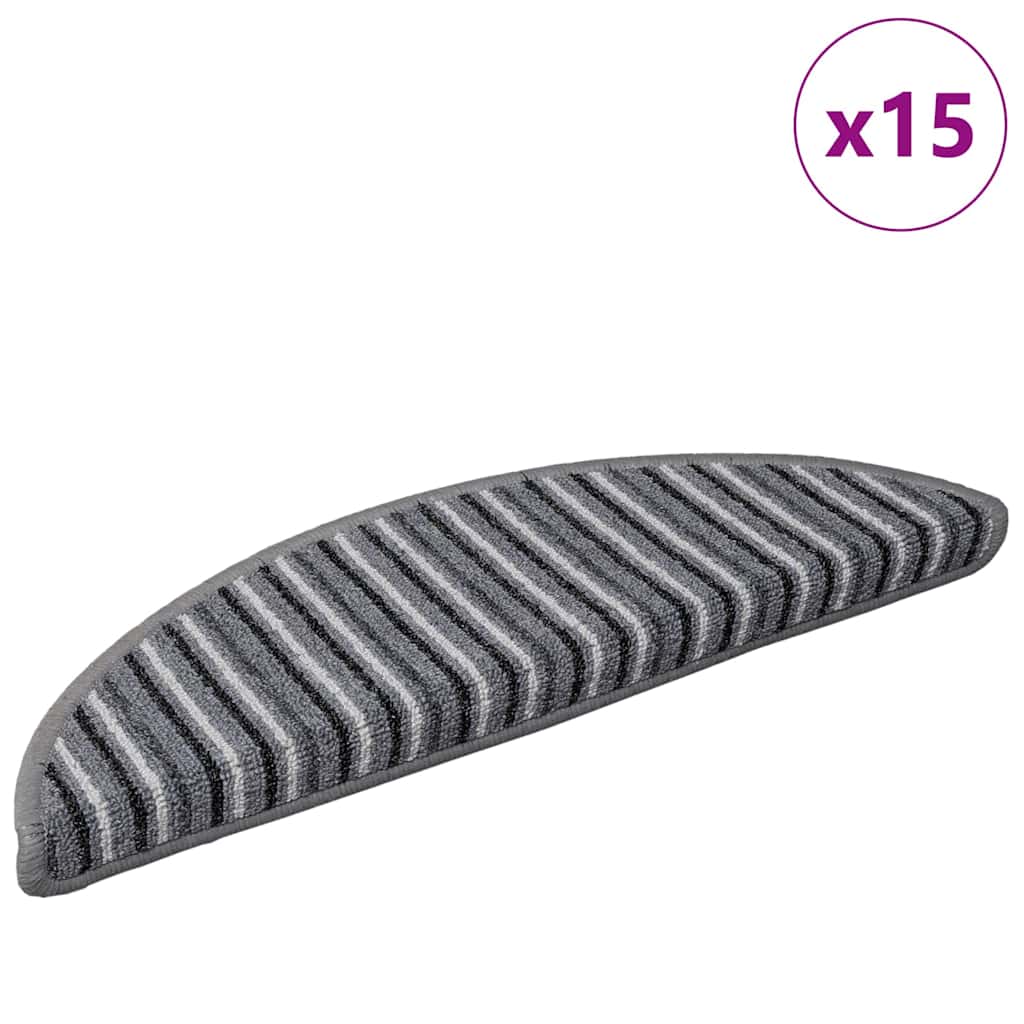 Selvklæbende Trappemåtter 15 pcs Grå 56 x 17 x 3 cm