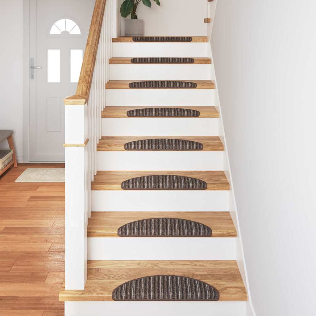 Selvklæbende Trappemåtter 15 pcs Brun 56 x 17 x 3 cm
