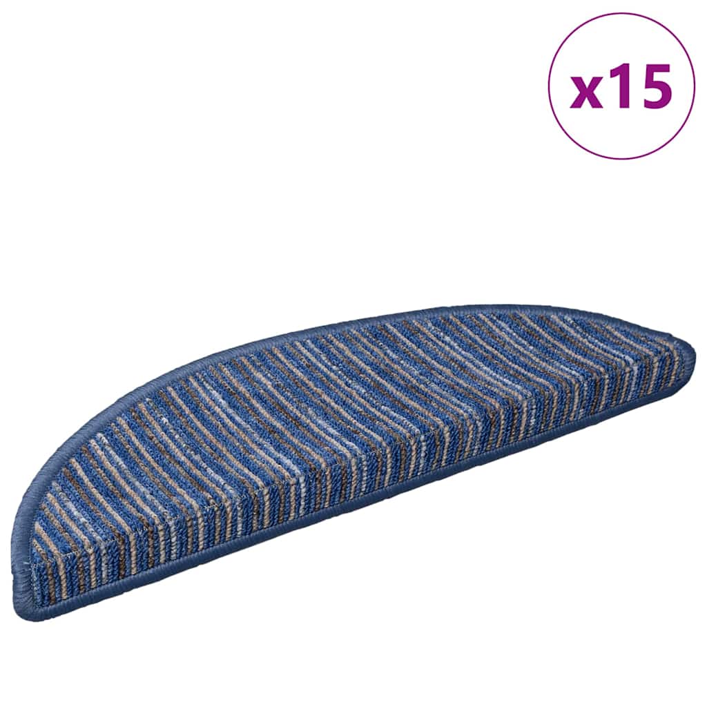 Selvklæbende Trappemåtter 15 pcs Blå 56 x 17 x 3 cm