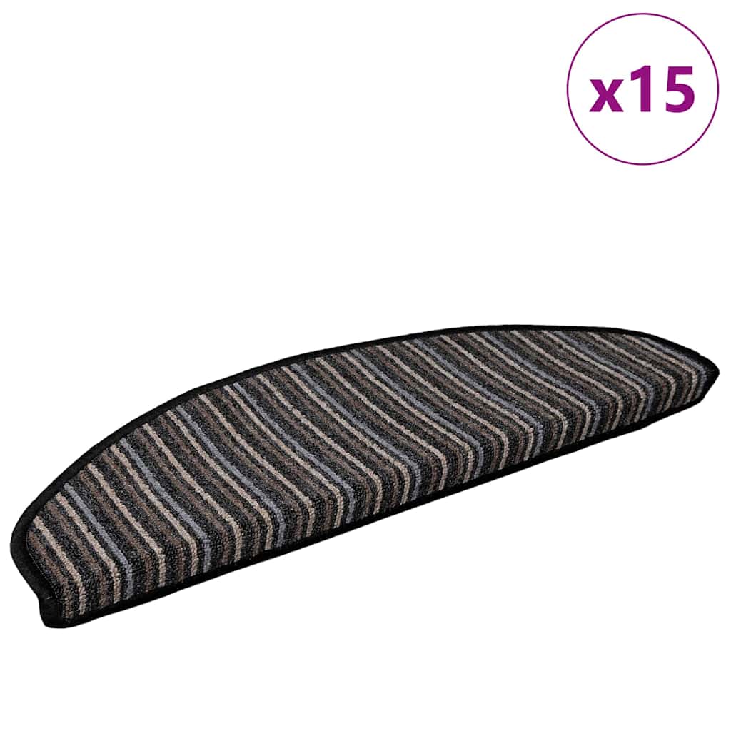 Selvklæbende Trappemåtter 15 pcs Antracit 65 x 21 x 4 cm
