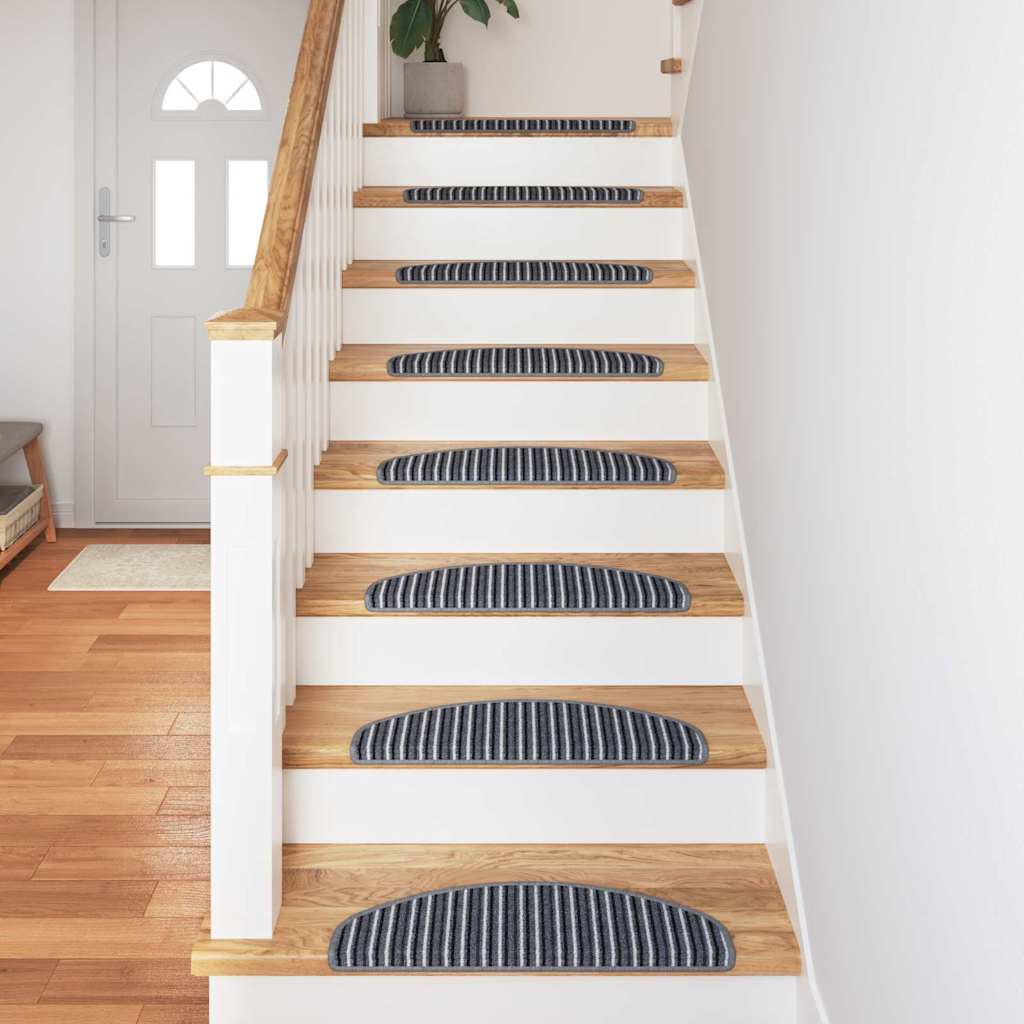 Selvklæbende Trappemåtter 15 pcs Grå 65 x 21 x 4 cm