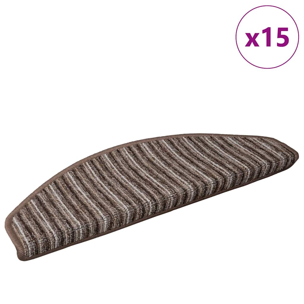 Selvklæbende Trappemåtter 15 pcs Brun 65 x 21 x 4 cm
