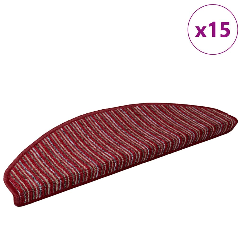 Selvklæbende Trappemåtter 15 pcs Rød 65 x 21 x 4 cm