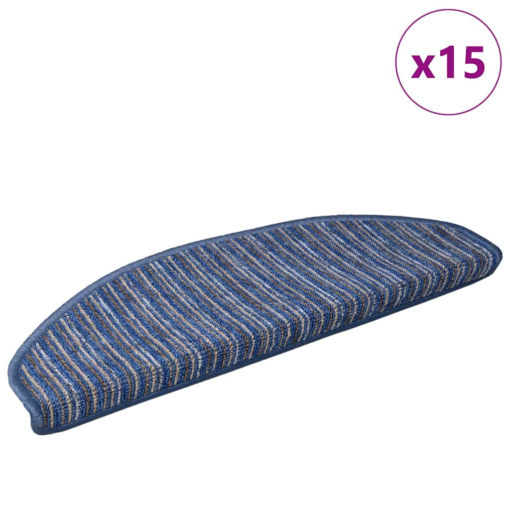 Selvklæbende Trappemåtter 15 pcs Blå 65 x 21 x 4 cm