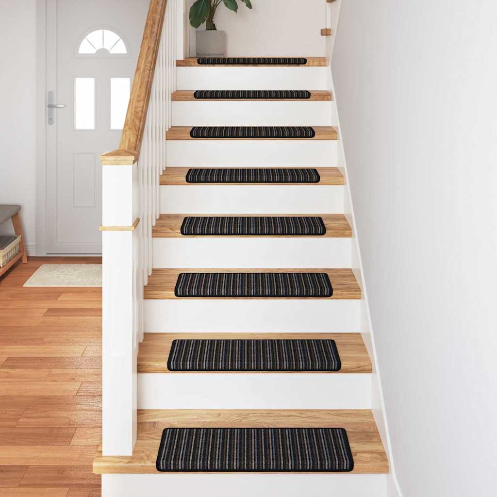 Selvklæbende Trappemåtter 15 pcs Antracit 65 x 21 x 4 cm