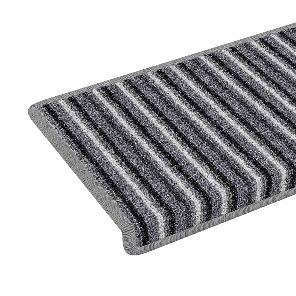 Selvklæbende Trappemåtter Stribet 15 pcs Grå 65 x 21 x 4 cm