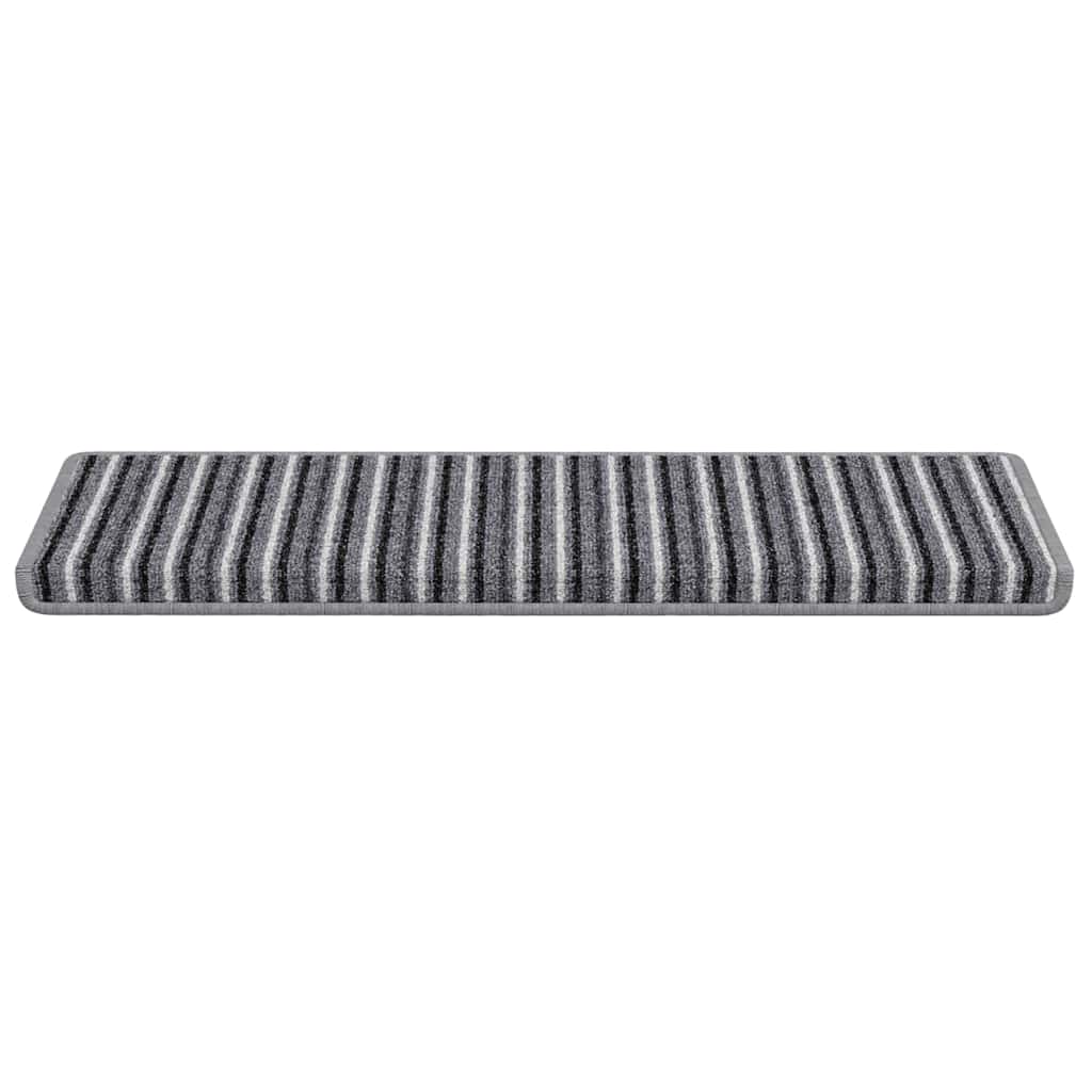 Selvklæbende Trappemåtter Stribet 15 pcs Grå 65 x 21 x 4 cm