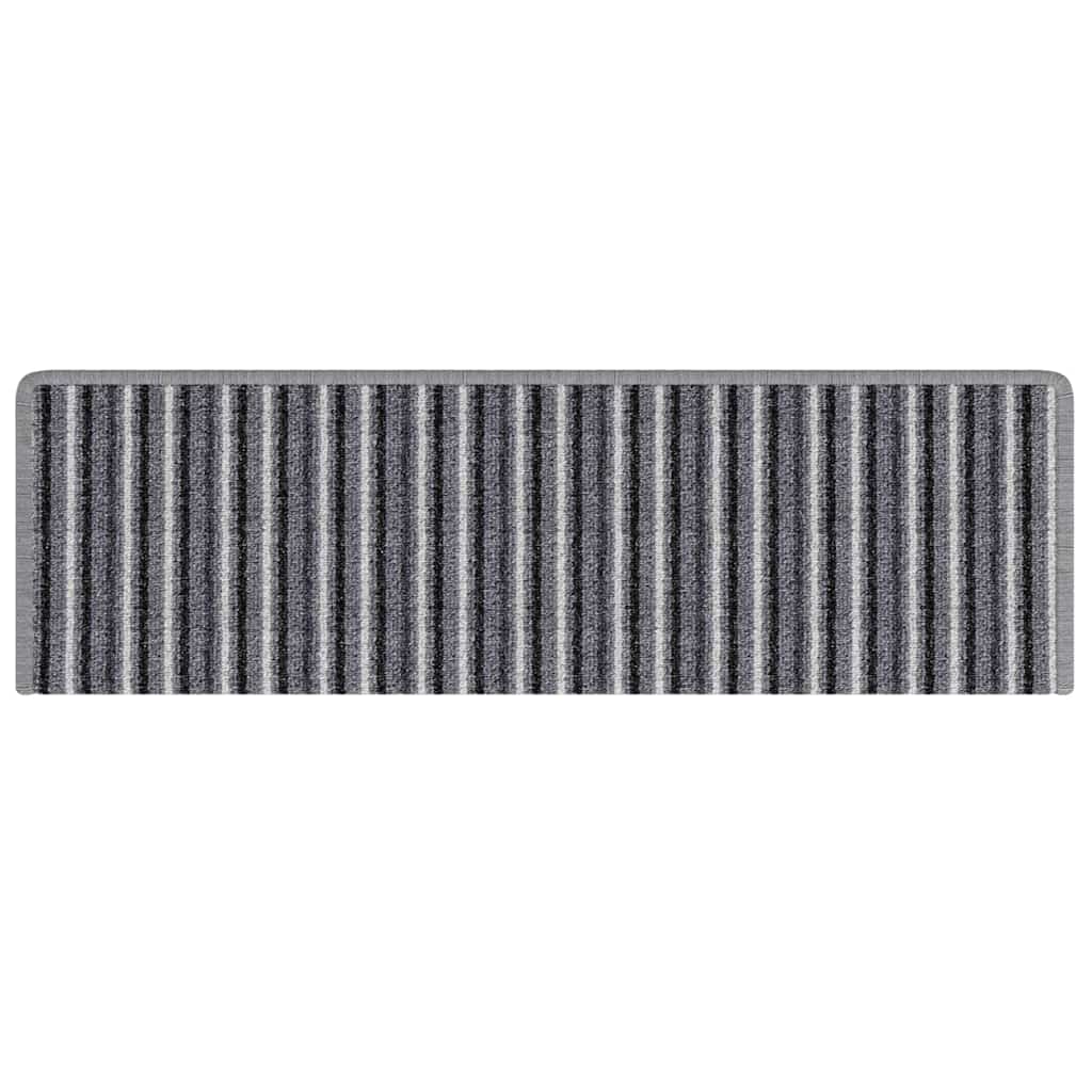 Selvklæbende Trappemåtter Stribet 15 pcs Grå 65 x 21 x 4 cm
