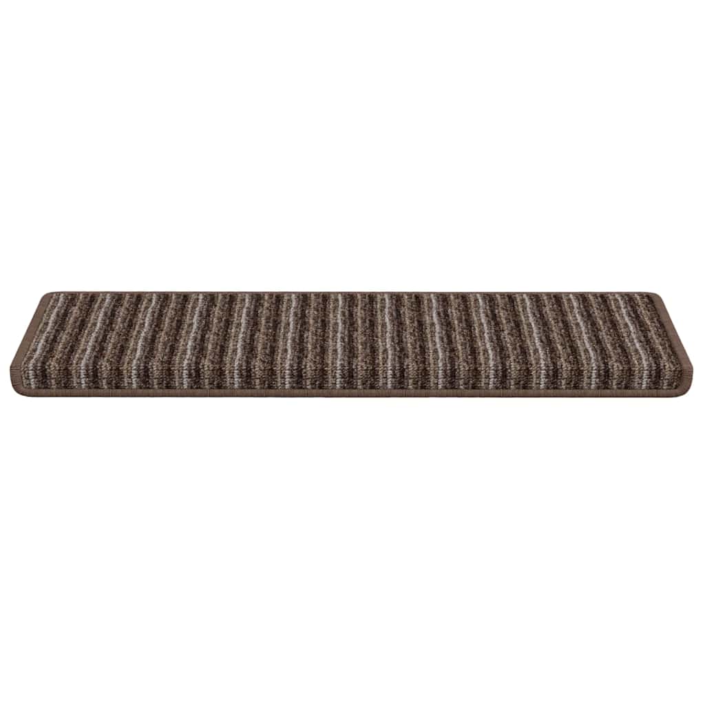Selvklæbende Trappemåtter Stribet 15 pcs Brun 65 x 21 x 4 cm