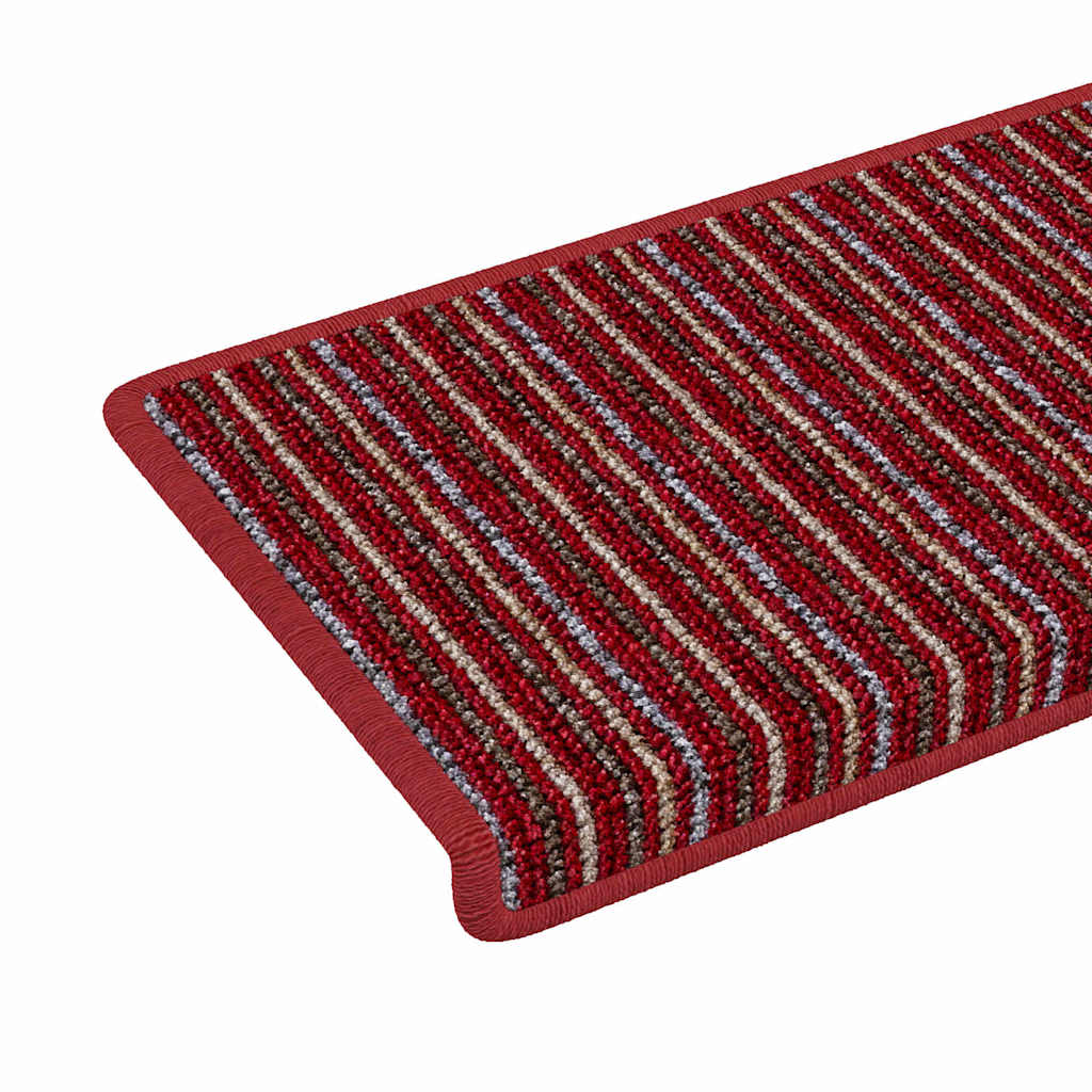 Selvklæbende Trappemåtter Stribet 15 pcs Rød 65 x 21 x 4 cm