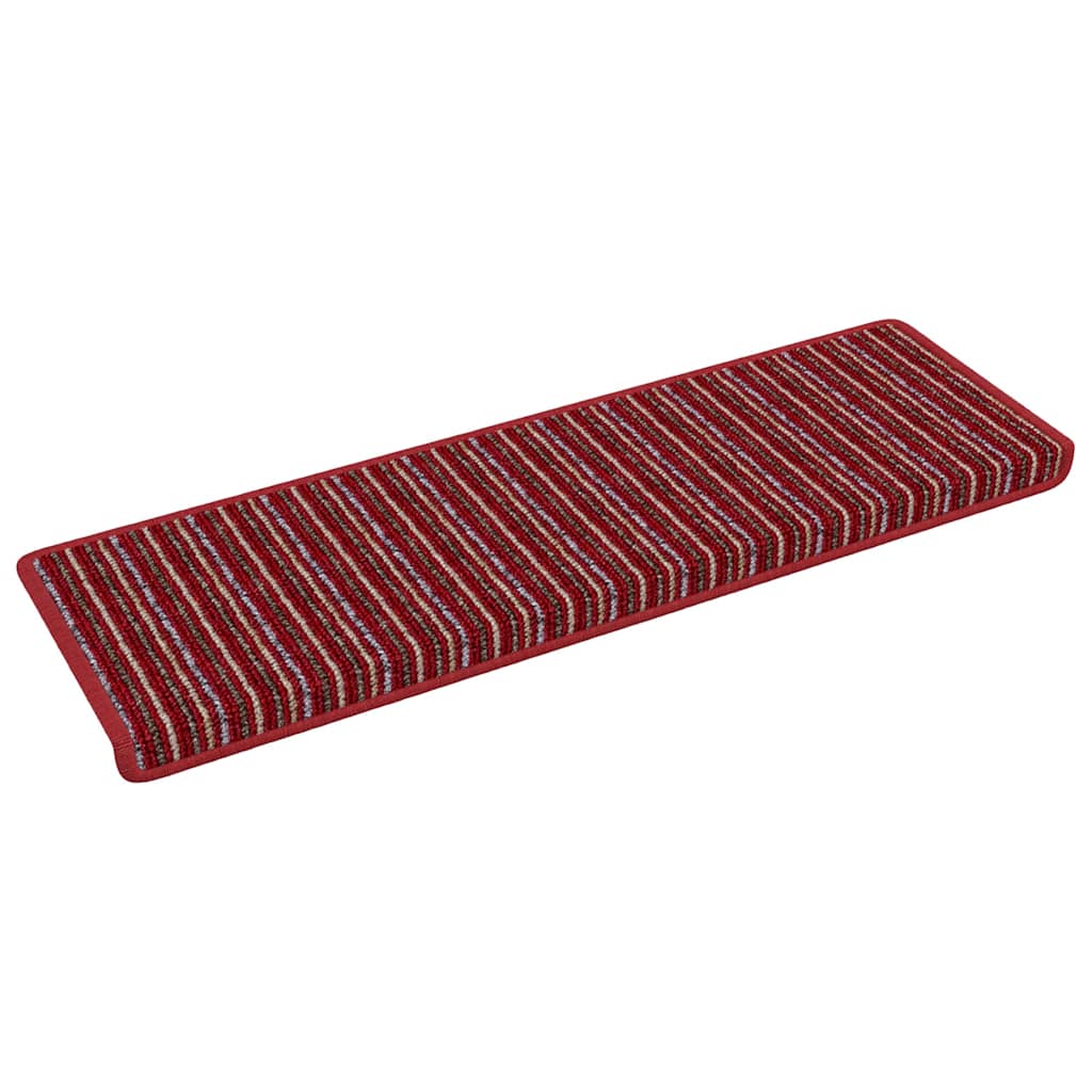 Selvklæbende Trappemåtter Stribet 15 pcs Rød 65 x 21 x 4 cm