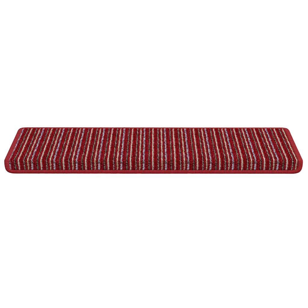Selvklæbende Trappemåtter Stribet 15 pcs Rød 65 x 21 x 4 cm