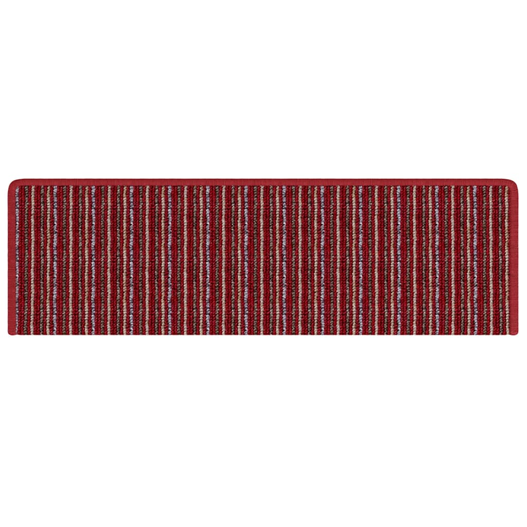Selvklæbende Trappemåtter Stribet 15 pcs Rød 65 x 21 x 4 cm