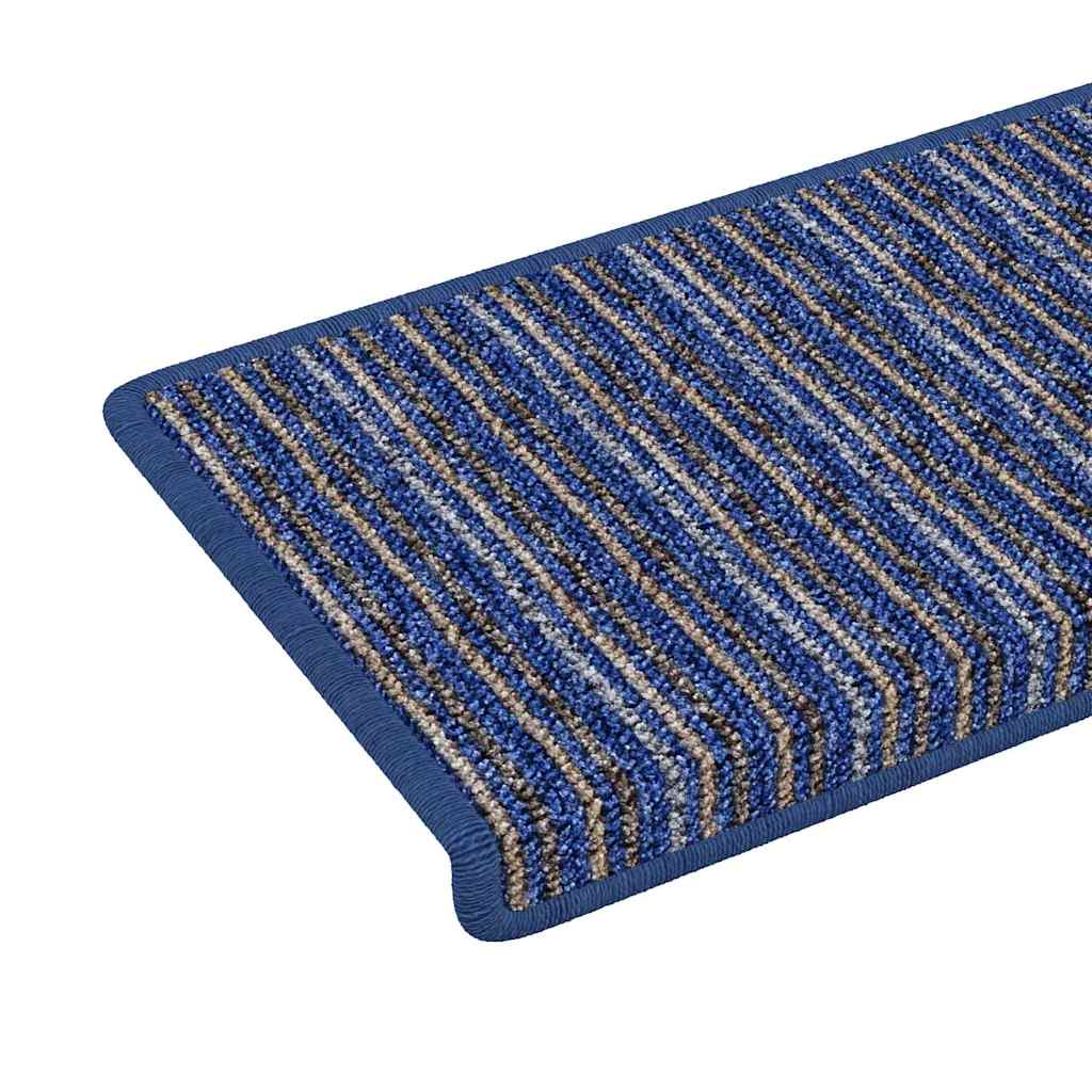 Selvklæbende Trappemåtter Stribet 15 pcs Blå 65 x 21 x 4 cm