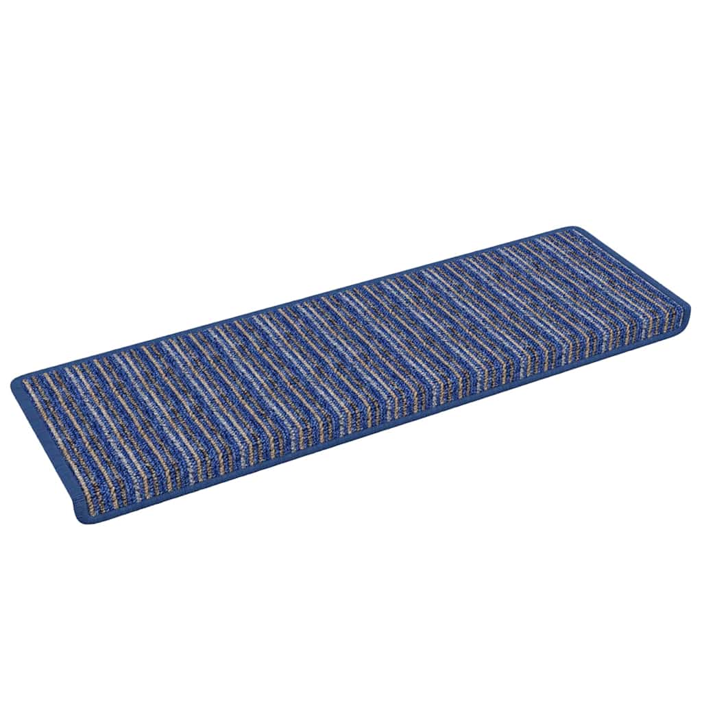Selvklæbende Trappemåtter Stribet 15 pcs Blå 65 x 21 x 4 cm