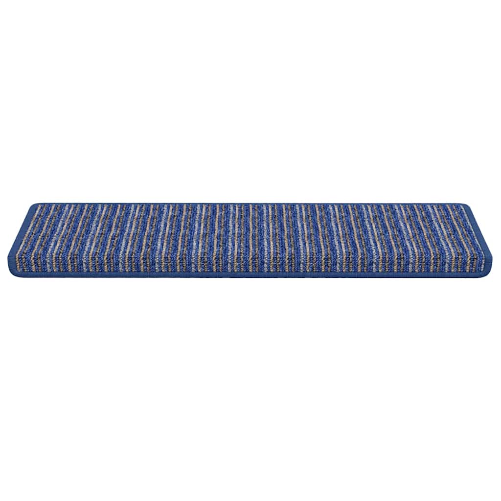 Selvklæbende Trappemåtter Stribet 15 pcs Blå 65 x 21 x 4 cm