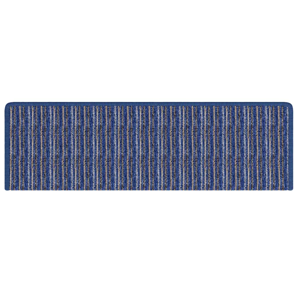 Selvklæbende Trappemåtter Stribet 15 pcs Blå 65 x 21 x 4 cm