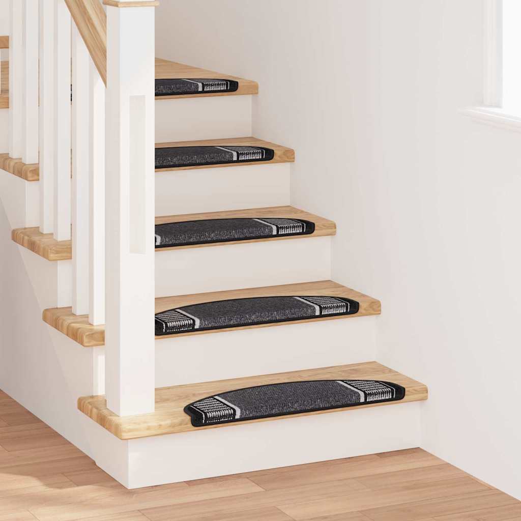 Selvklæbende Trappemåtter 15 pcs Antracit 65 x 21 x 4 cm
