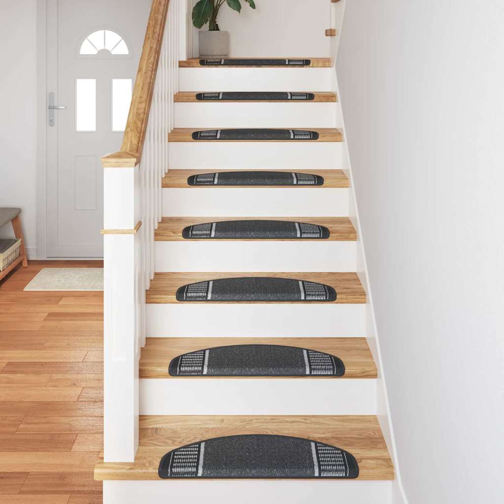 Selvklæbende Trappemåtter 15 pcs Antracit 65 x 21 x 4 cm