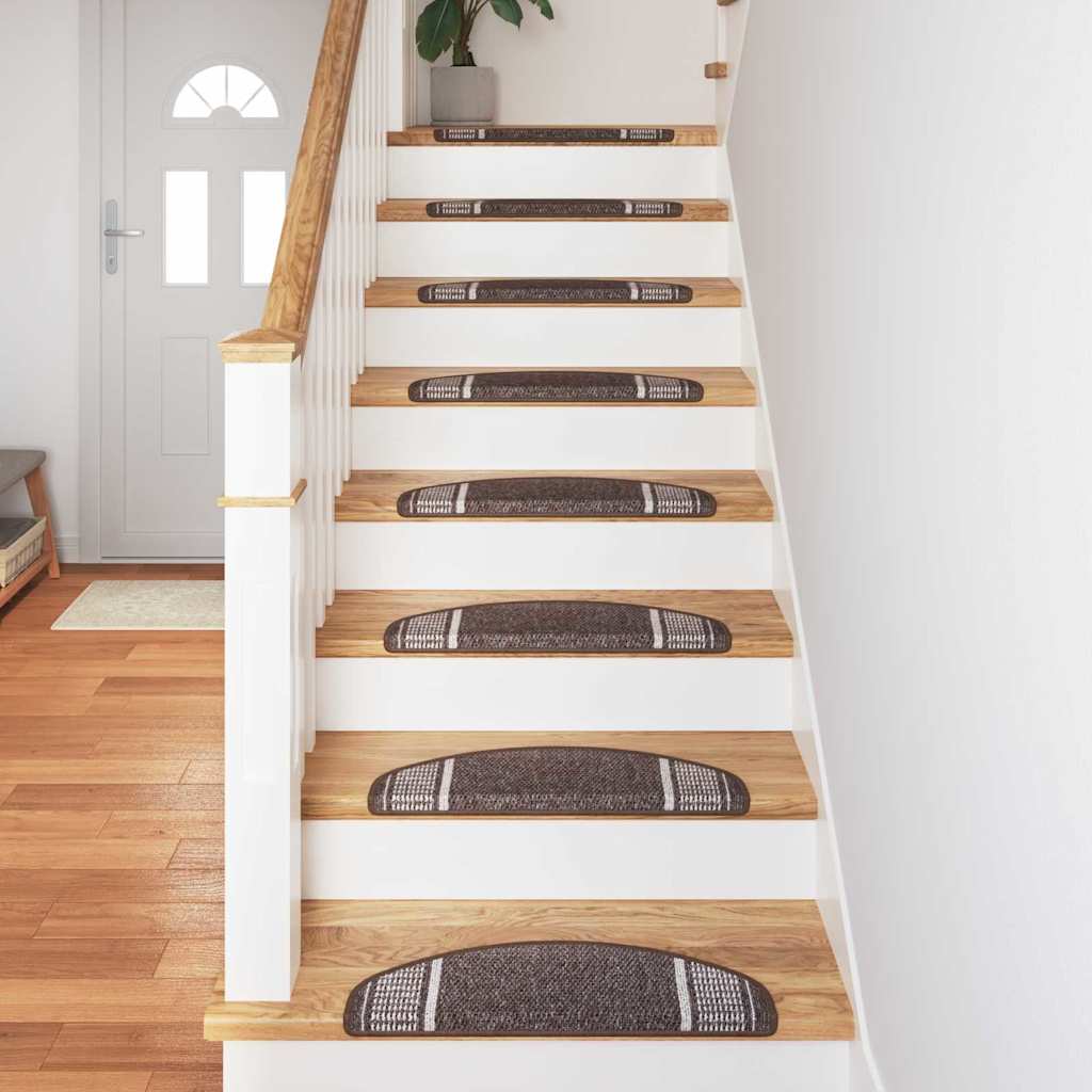 Selvklæbende Trappemåtter 15 pcs Brun 65 x 21 x 4 cm