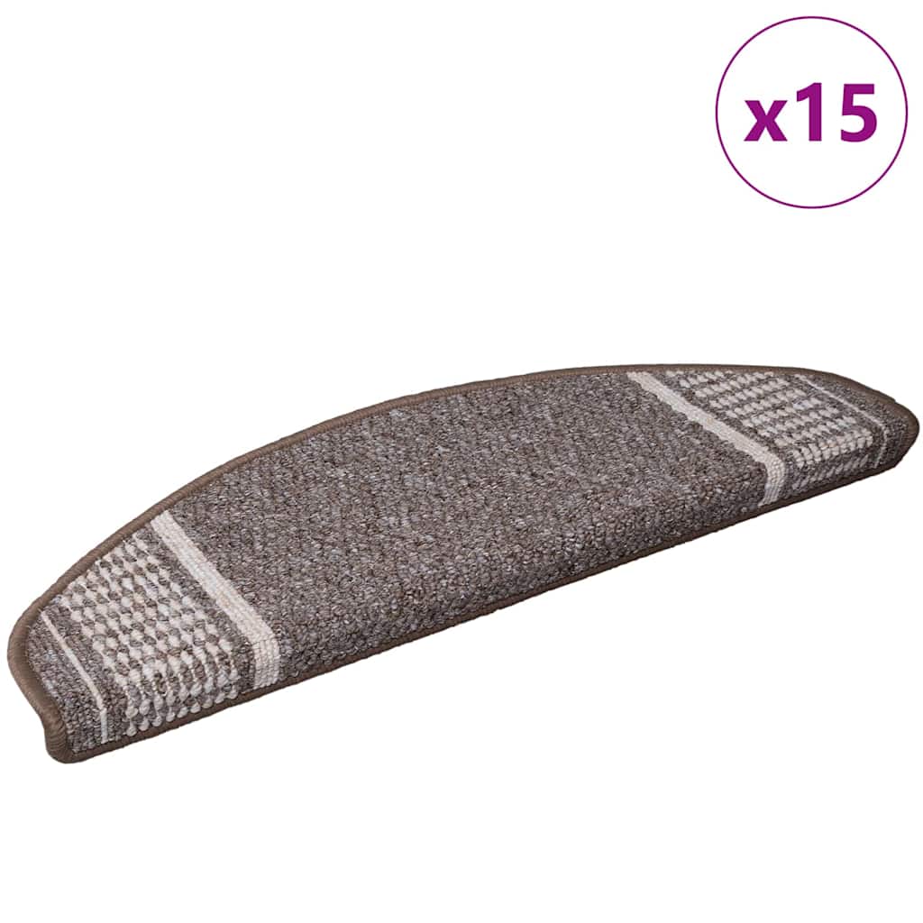 Selvklæbende Trappemåtter 15 pcs Brun 65 x 21 x 4 cm