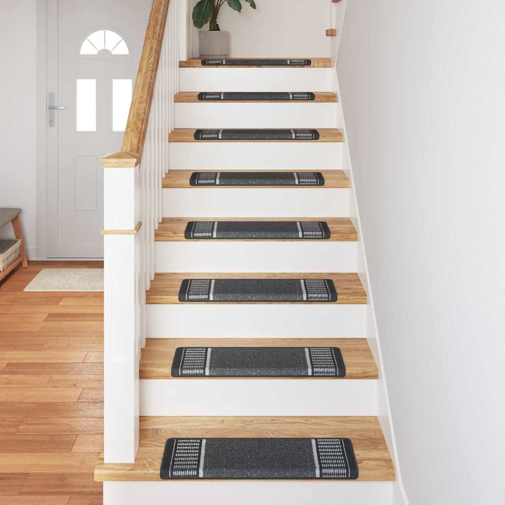 Selvklæbende Trappemåtter 15 pcs Antracit 65 x 21 x 4 cm