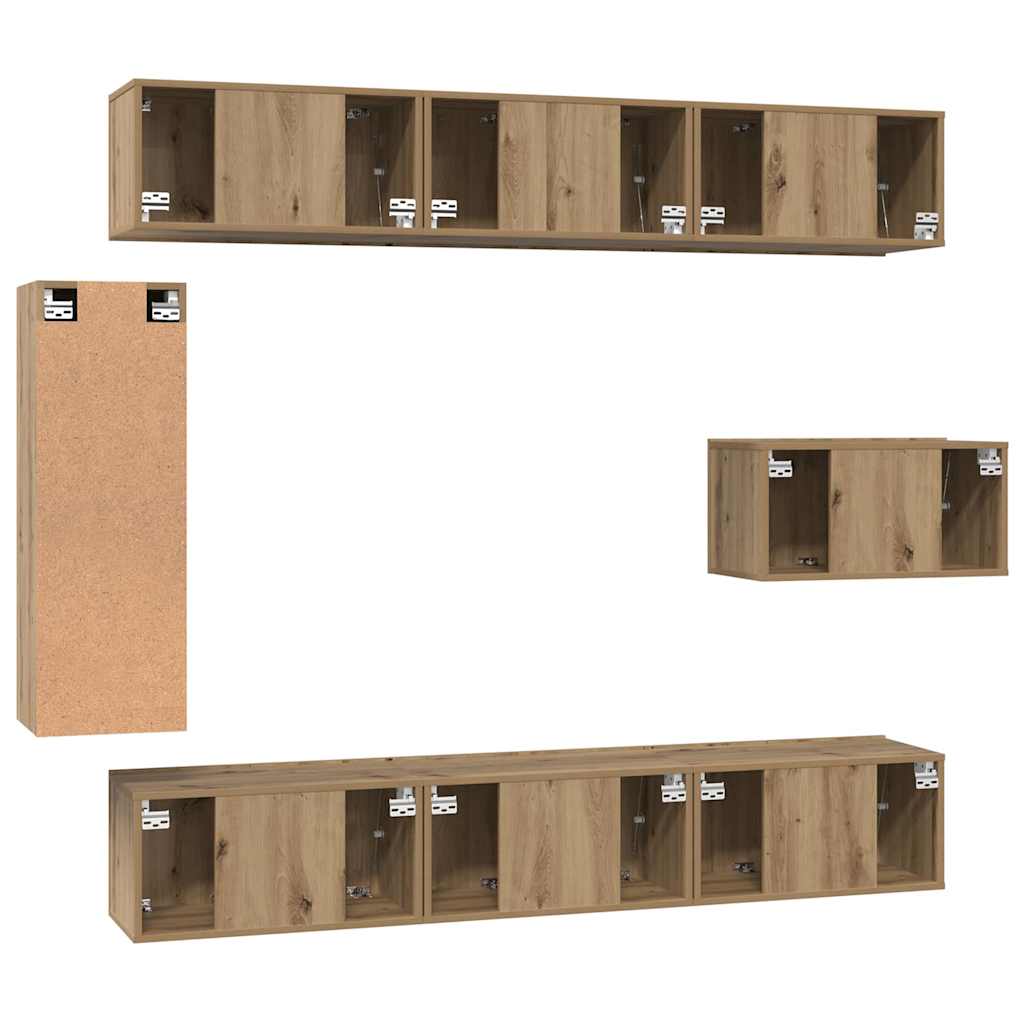 TV-møbelsæt 8 stk. Artisan Egetræ Konstrueret træ